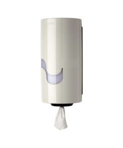 De Celtex Megamini poetsrol dispenser is geschikt voor geperforeerde handdoeken door de centrale invoer. Ideaal voor locaties die druk bezocht worden. Het semi-transparante venster geeft aan wanneer de dispenser moet worden bijgevuld. Dit gaat gemakkelijk en snel. Voorzien van slot met verwijderbare sleutel. Kleur wit. Afmetingen (bxhxd) 160 x 345 x 170 mm. Materiaal ABS. Geschikt voor Mini poetspapierrollen (CE-C30270).