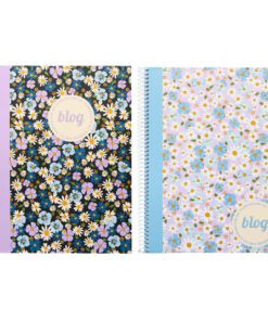 Spiraalblok B'LOG FLOWERS A5 ruit 5mm HC 80v 90gr krimp 2st