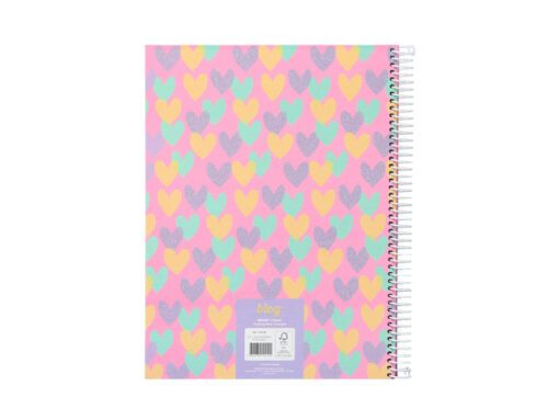 Spiraalblok B'LOG HEARTS A4 ruit 5mm HC 80v 90gr krimp 2st