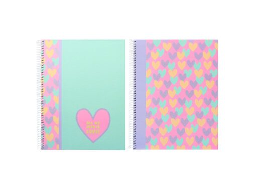 Spiraalblok B'LOG HEARTS A4 ruit 5mm HC 80v 90gr krimp 2st