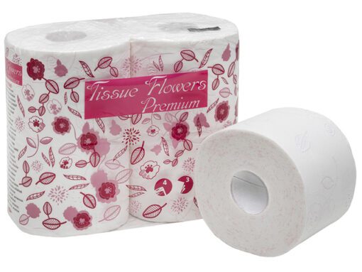 Toiletpapier Celtex Tissue Flowers 3-laags wit 300 vel      krimp 6x4 rol