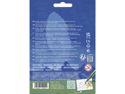 Viltstift Faber-Castell Dino 10x stand. Kleur+3x metallic   kleur incl. Dino stickers in karton etui