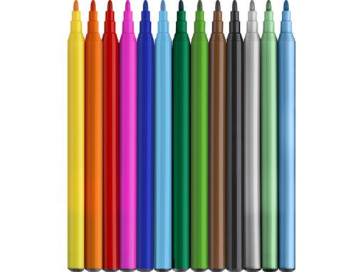 Viltstift Faber-Castell Dino 10x stand. Kleur+3x metallic   kleur incl. Dino stickers in karton etui