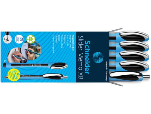 Balpen Schneider Memo XB Black box assorti doos a 4 + 1     Slider Rave gratis