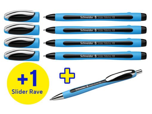 Balpen Schneider Memo XB Black box assorti doos a 4 + 1     Slider Rave gratis