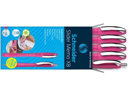 Balpen Schneider Memo XB  Power Pink doos a 4 + 1 gratis