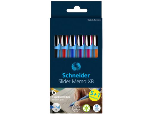 Balpen Schneider Memo XB etui assorti a 6 stuks 5 + 1 gratis