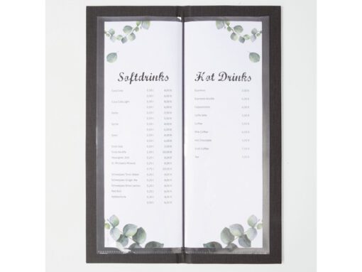 Drankkaart map Sigel 1/2 A4 smal antraciet voor 8 blad