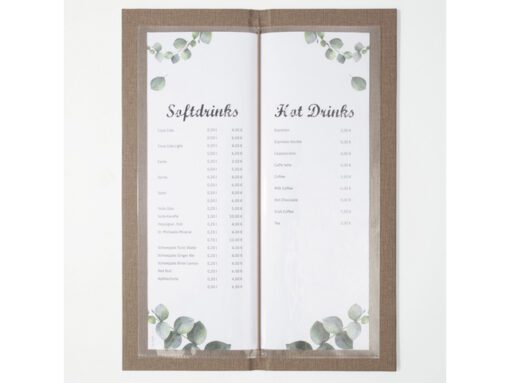 Drankkaart map Sigel 1/2 A4 smal beige voor 8 blad