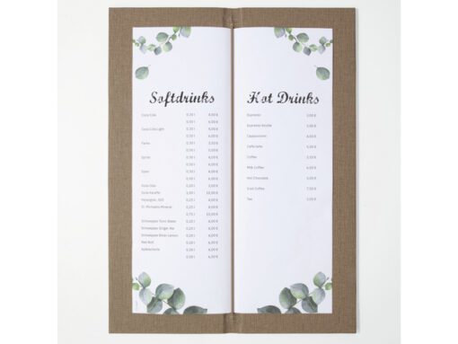 Drankkaart map Sigel 1/2 A4 smal beige voor 8 blad