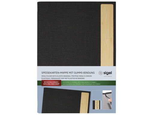 Menukaart map Sigel A4 Eco serie D.grijs/hout voor 8 blad