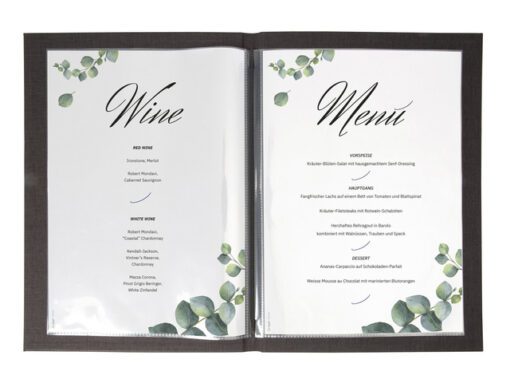 Menukaart map Sigel A4 Eco serie D.grijs/hout voor 8 blad