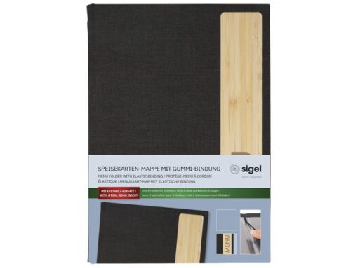 Menukaart map Sigel A5 Eco serie D.grijs/hout voor 8 blad