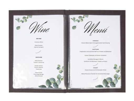 Menukaart map Sigel A5 Eco serie D.grijs/hout voor 8 blad