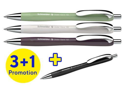 Balpen Schneider Rave XB Trend assorti doos a 3 + 1 gratis