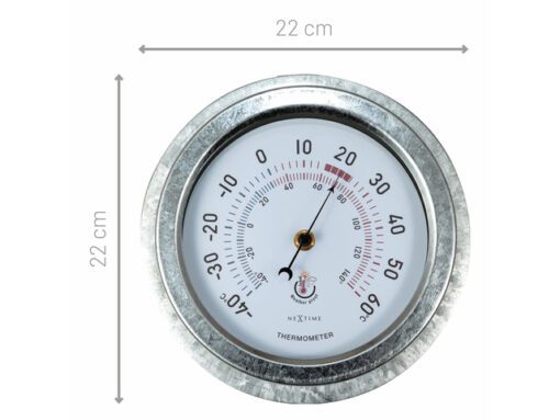 Buitenthermometer - Ø22CM - metaal - gegalvaniseerd "Lily"