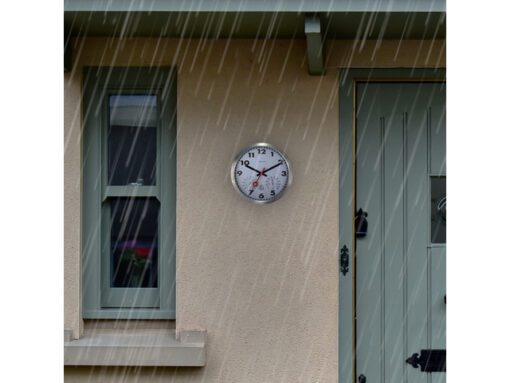 Buitenweerstationklok - Ø35CM - aluminium - wit "Clematis"