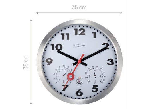 Buitenweerstationklok - Ø35CM - aluminium - wit "Clematis"
