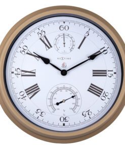 Buitenweerstationklok - Ø40 - 5 cm - metaal - bruine        "hyacint"
