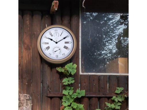 Buitenweerstationklok - Ø40 - 5 cm - metaal - bruine        "hyacint"