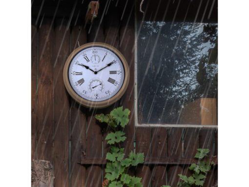 Buitenweerstationklok - Ø40 - 5 cm - metaal - bruine        "hyacint"