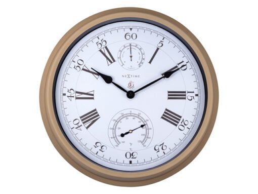 Buitenweerstationklok - Ø40 - 5 cm - metaal - bruine        "hyacint"