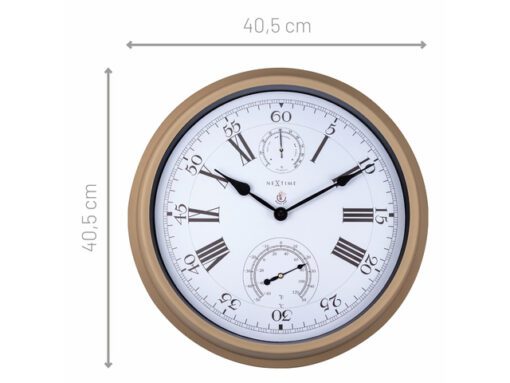 Buitenweerstationklok - Ø40 - 5 cm - metaal - bruine        "hyacint"