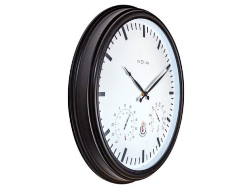 Buitenweerstationklok - Ø50 - 8 cm - kunststof - zwart      "Zonnebloem"