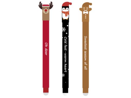 Gelpen Eberhard Faber Animal Erase-it Limited winter editie display 36 stuks assorti designs (3x12) schrijfkleur blauw