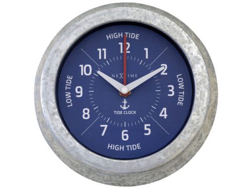 Getijdenklok Nextime dia 22cm Tide cijfers metaal blauwe    wijzerplaat
