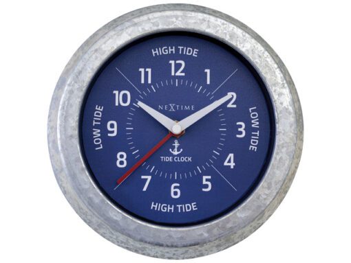 Getijdenklok Nextime dia 22cm Tide cijfers metaal blauwe    wijzerplaat