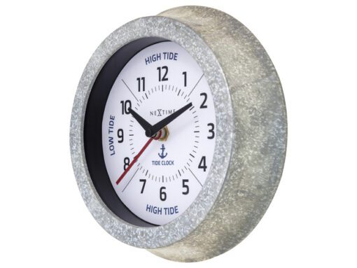 Getijdenklok Nextime dia 22cm Tide cijfers metaal witte     wijzerplaat