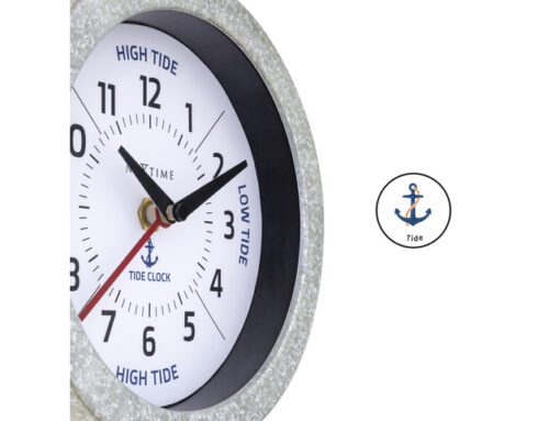Getijdenklok Nextime dia 22cm Tide cijfers metaal witte     wijzerplaat