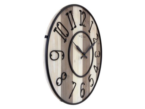 Grote wandklok - 50cm - Stil - Hout - Zwart Metaal -        "Oxford" -NeXtime