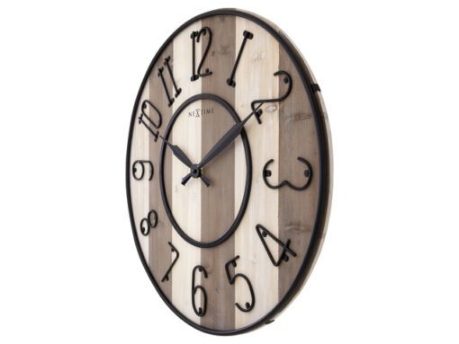 Grote wandklok - 50cm - Stil - Hout - Zwart Metaal -        "Oxford" -NeXtime