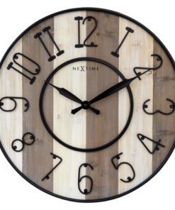 Grote wandklok - 50cm - Stil - Hout - Zwart Metaal -        "Oxford" -NeXtime