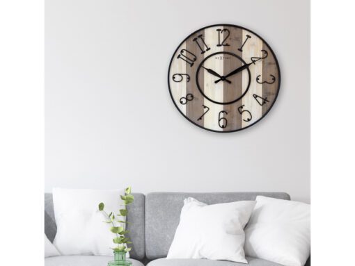 Grote wandklok - 50cm - Stil - Hout - Zwart Metaal -        "Oxford" -NeXtime