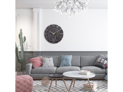 Grote wandklok - 50cm - Stil - Zwart - Hout - Metaal -      "York" - NeXtime