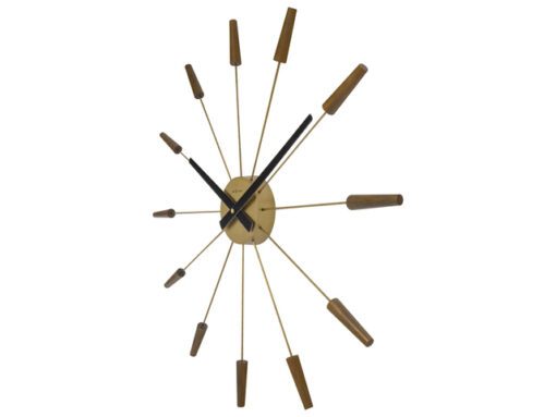 Grote wandklok - 58cm - Stille klok -Walnoot hout - NeXtime "Plug-Inn"