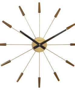 Grote wandklok - 58cm - Stille klok -Walnoot hout - NeXtime "Plug-Inn"
