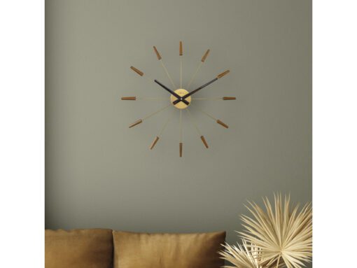Grote wandklok - 58cm - Stille klok -Walnoot hout - NeXtime "Plug-Inn"