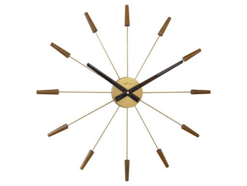 Grote wandklok - 58cm - Stille klok -Walnoot hout - NeXtime "Plug-Inn"