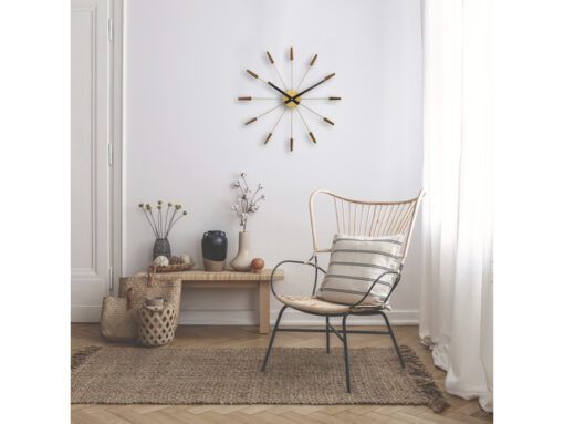 Grote wandklok - 58cm - Stille klok -Walnoot hout - NeXtime "Plug-Inn"