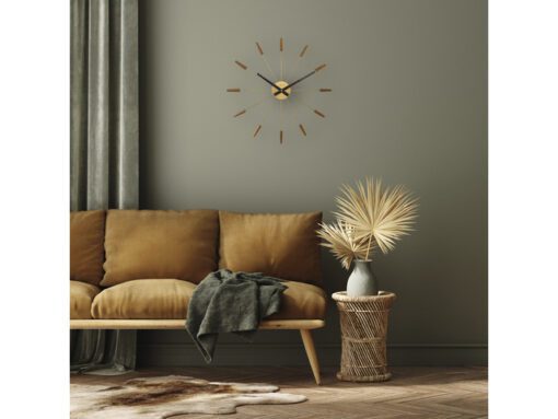 Grote wandklok - 58cm - Stille klok -Walnoot hout - NeXtime "Plug-Inn"
