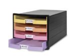Ladekast HAN Impuls met 4 open laden zwart/pastel