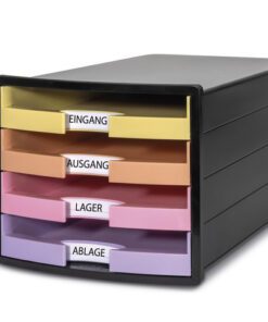 Ladekast HAN Impuls met 4 open laden zwart/pastel
