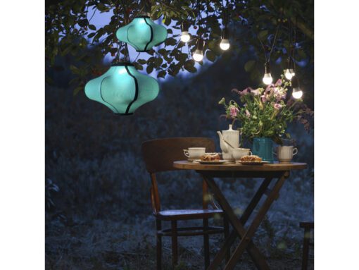 Lantaarn Nextime Lumi 40 cm stof turqoise