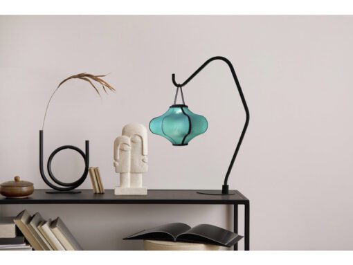 Lantaarn Nextime Lumi 40 cm stof turqoise