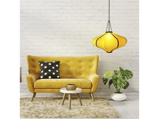 Lantaarn Nextime Lumi 60 cm stof geel