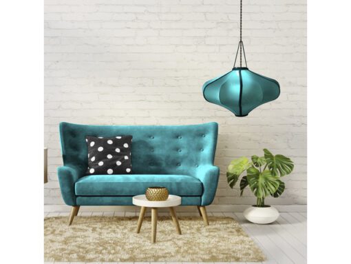 Lantaarn Nextime Lumi 60 cm stof turqoise